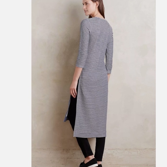 Anthropologie Postmark Striped Cotton Linen Henley Midi Tunic - Picture 7 of 11
